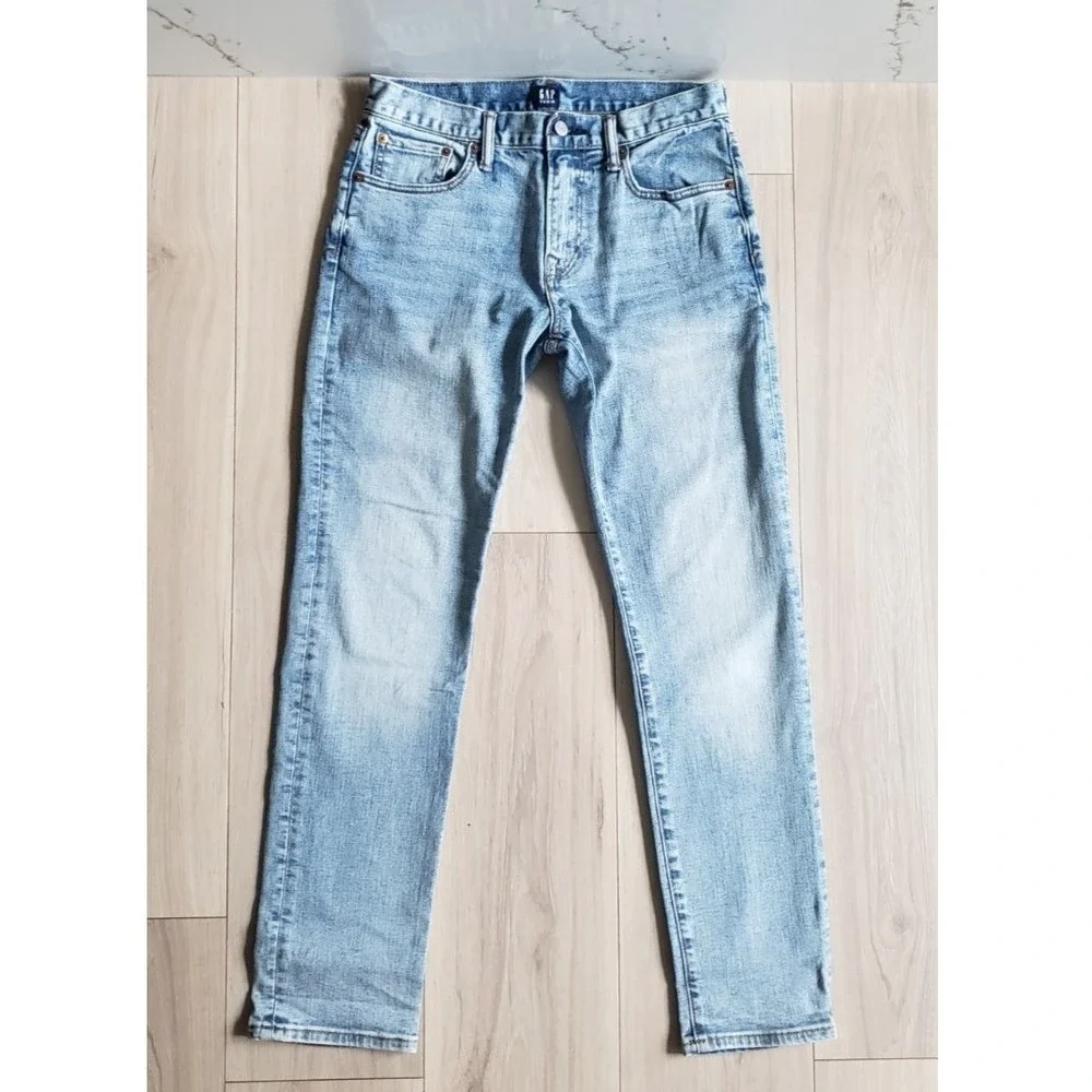 Gap Jeans Mens 28x30‎ Light Blue Vintage Wash Slim Straight Leg Preppy Denim